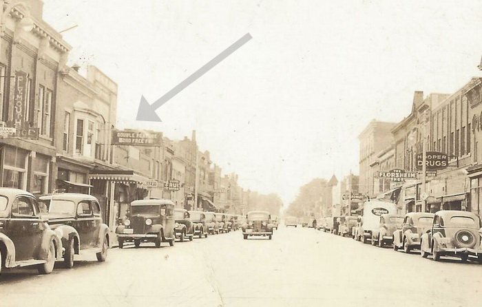 Temple Theatre - Old Postcard - Theater On Left (newer photo)